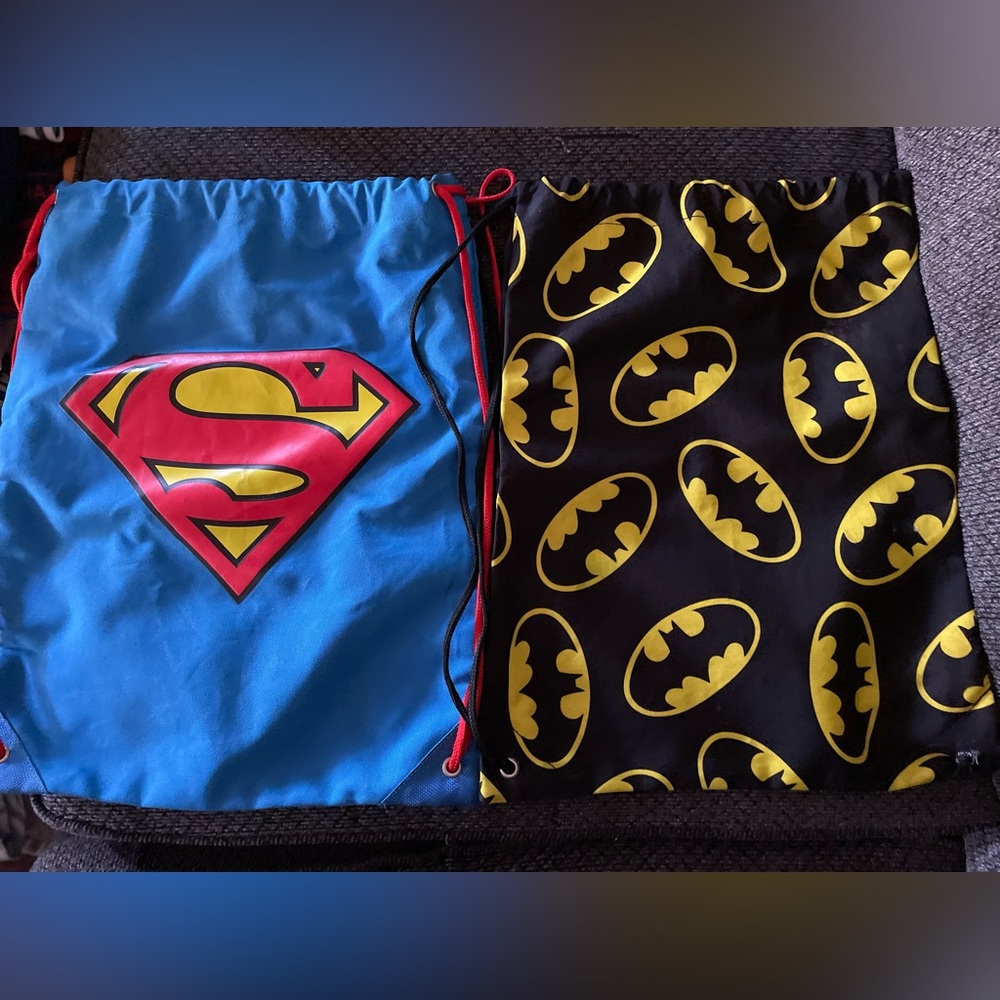 Like New Batman & Superman Drawstring bags